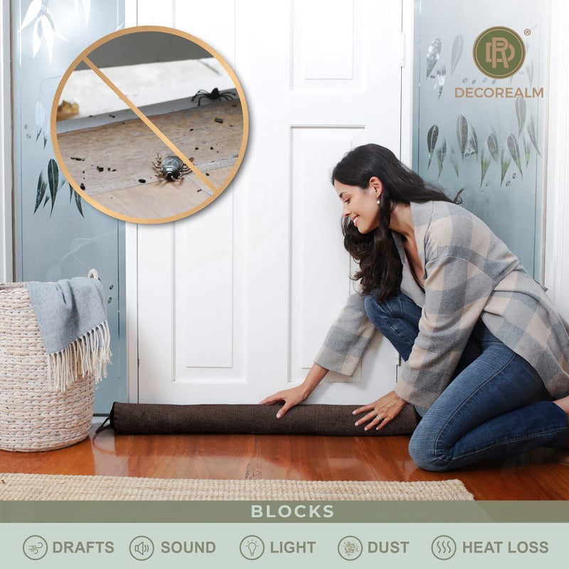 DECOREALM Under Door Draft Stopper and Blocker, Draft Guard for Doors and Windows, Decorative Fabric Cylinder Blocker Provides Weighted Door Insulation by DECOREALM (Brown, 36 Inches) - Image 2